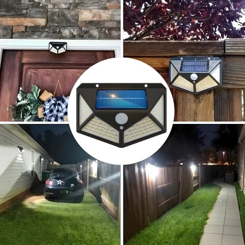 RealG RC-K-2144 Solární venkovní LED osvětlení, 100 LED, 600 lm, IP44, pohybový senzor