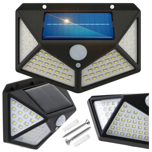 RealG RC-K-2144 Solární venkovní LED osvětlení, 100 LED, 600 lm, IP44, pohybový senzor