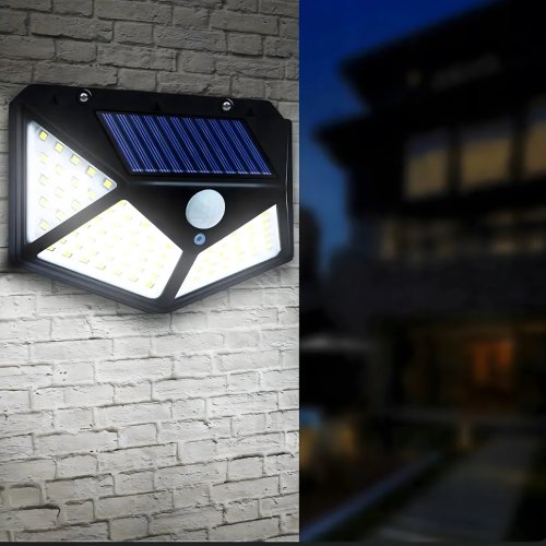 RealG RC-K-2144 Solární venkovní LED osvětlení, 100 LED, 600 lm, IP44, pohybový senzor