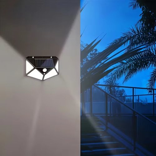 RealG RC-K-2144 Solární venkovní LED osvětlení, 100 LED, 600 lm, IP44, pohybový senzor