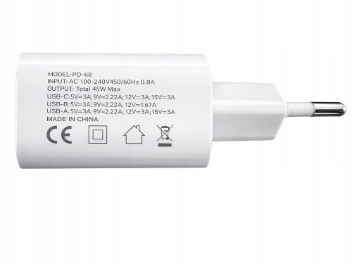 Verk 06382 Rýchla nabíjačka s USB-A, USB-C, Lightning, 45 W, Quick Charge 