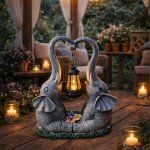 RealG RC-K-2190 Solární zahradní LED lampička IP44, dekorace slon s lampionem