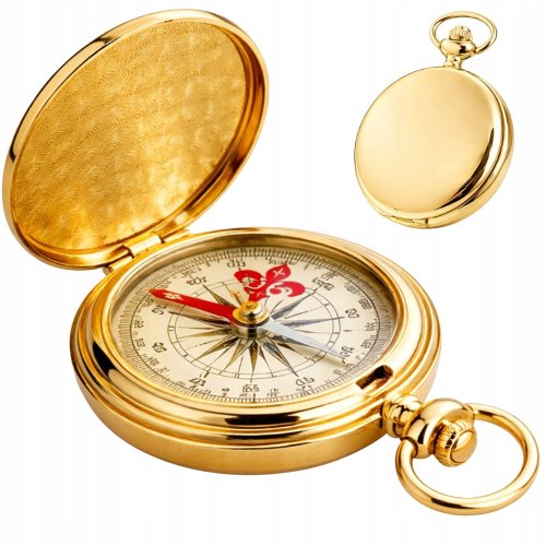 Verk 09227 Vreckový turistický kompas, kovový, zlatý