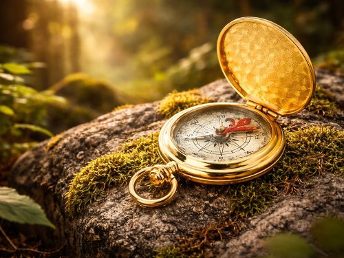 Verk 09227 Vreckový turistický kompas, kovový, zlatý