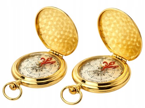 Verk 09227 Vreckový turistický kompas, kovový, zlatý