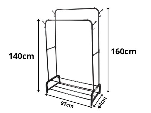 Verk 27524 Univerzální stojan na oblečení a obuv 160 x 97 cm, černý 