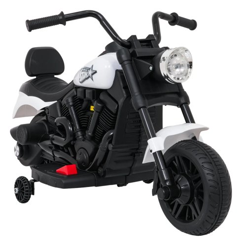 Ramiz PA.XMX-659.BIA Dětská elektrická motorka 30 W, 6V4.5Ah, LED světlo, melodie, boční kolečka, bílá