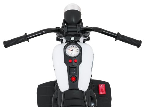 Ramiz PA.XMX-659.BIA Dětská elektrická motorka 30 W, 6V4.5Ah, LED světlo, melodie, boční kolečka, bílá