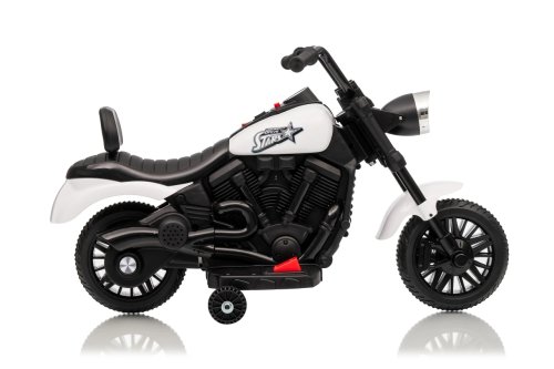 Ramiz PA.XMX-659.BIA Dětská elektrická motorka 30 W, 6V4.5Ah, LED světlo, melodie, boční kolečka, bílá