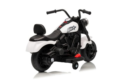 Ramiz PA.XMX-659.BIA Dětská elektrická motorka 30 W, 6V4.5Ah, LED světlo, melodie, boční kolečka, bílá