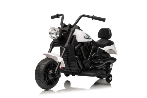 Ramiz PA.XMX-659.BIA Dětská elektrická motorka 30 W, 6V4.5Ah, LED světlo, melodie, boční kolečka, bílá