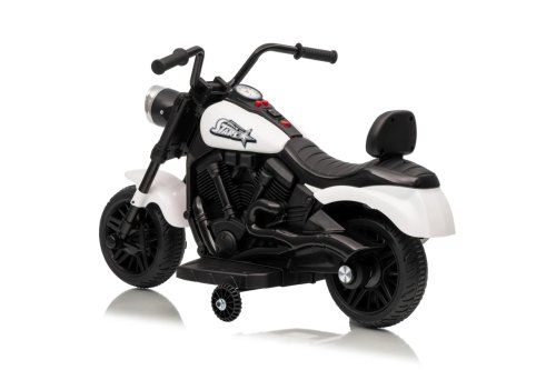 Ramiz PA.XMX-659.BIA Dětská elektrická motorka 30 W, 6V4.5Ah, LED světlo, melodie, boční kolečka, bílá