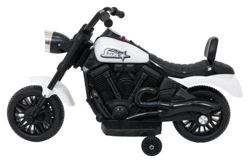 Ramiz PA.XMX-659.BIA Dětská elektrická motorka 30 W, 6V4.5Ah, LED světlo, melodie, boční kolečka, bílá