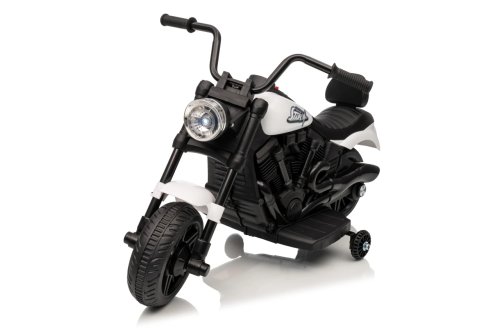 Ramiz PA.XMX-659.BIA Dětská elektrická motorka 30 W, 6V4.5Ah, LED světlo, melodie, boční kolečka, bílá