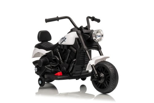 Ramiz PA.XMX-659.BIA Dětská elektrická motorka 30 W, 6V4.5Ah, LED světlo, melodie, boční kolečka, bílá