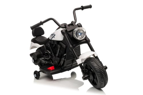 Ramiz PA.XMX-659.BIA Dětská elektrická motorka 30 W, 6V4.5Ah, LED světlo, melodie, boční kolečka, bílá