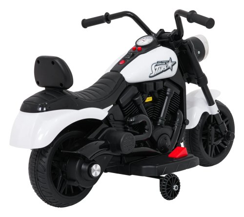 Ramiz PA.XMX-659.BIA Dětská elektrická motorka 30 W, 6V4.5Ah, LED světlo, melodie, boční kolečka, bílá