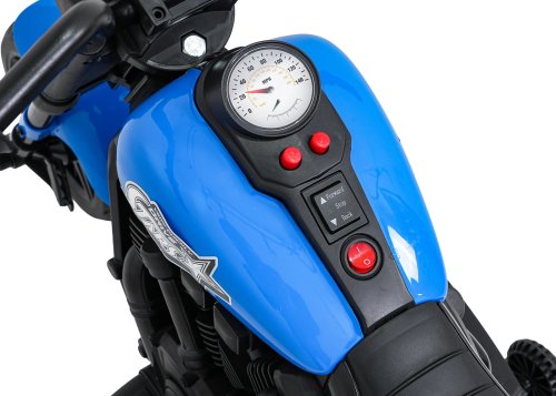 Ramiz PA.XMX-659.NIE Dětská elektrická motorka 30 W, 6V4.5Ah, LED světlo, melodie, boční kolečka, modrá