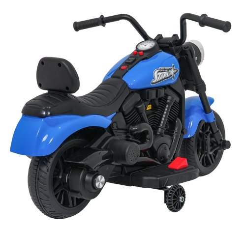 Ramiz PA.XMX-659.NIE Dětská elektrická motorka 30 W, 6V4.5Ah, LED světlo, melodie, boční kolečka, modrá