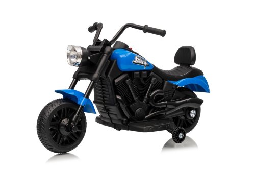 Ramiz PA.XMX-659.NIE Dětská elektrická motorka 30 W, 6V4.5Ah, LED světlo, melodie, boční kolečka, modrá