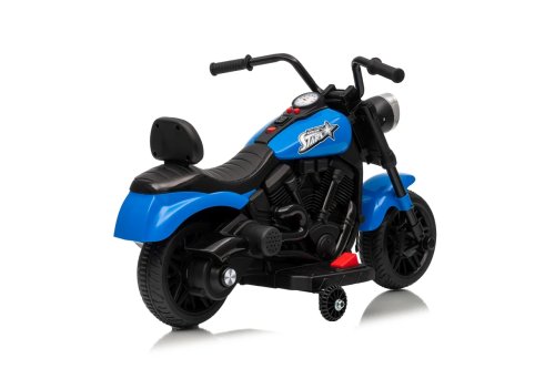 Ramiz PA.XMX-659.NIE Dětská elektrická motorka 30 W, 6V4.5Ah, LED světlo, melodie, boční kolečka, modrá