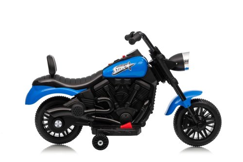 Ramiz PA.XMX-659.NIE Dětská elektrická motorka 30 W, 6V4.5Ah, LED světlo, melodie, boční kolečka, modrá