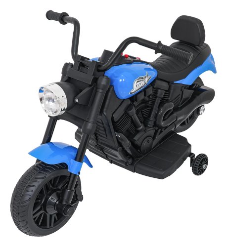 Ramiz PA.XMX-659.NIE Dětská elektrická motorka 30 W, 6V4.5Ah, LED světlo, melodie, boční kolečka, modrá