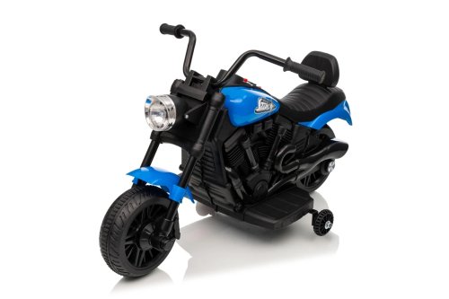 Ramiz PA.XMX-659.NIE Dětská elektrická motorka 30 W, 6V4.5Ah, LED světlo, melodie, boční kolečka, modrá