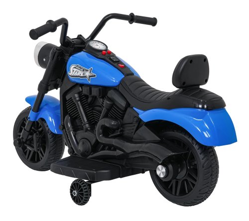 Ramiz PA.XMX-659.NIE Dětská elektrická motorka 30 W, 6V4.5Ah, LED světlo, melodie, boční kolečka, modrá