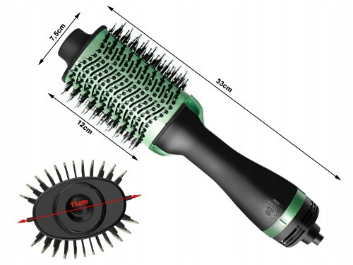 Verk 24608 Vysoušeč vlasů, hřeben a kulma 4 v 1, zeleno-černý