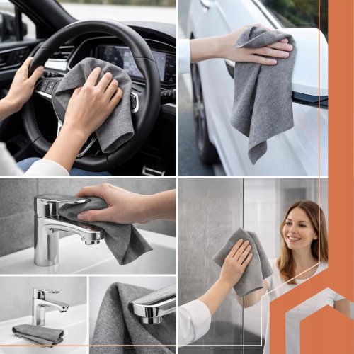 Ruhhy 27208 Magické utěrky z mikrovlákna na okna 40 x 50 cm, 3 ks, šedé 