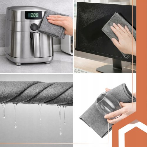 Ruhhy 27208 Magické utěrky z mikrovlákna na okna 40 x 50 cm, 3 ks, šedé 