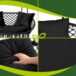 Gardlov 27380 Sada polštářů na dvojité závěsné houpací křeslo 3 ks, černá