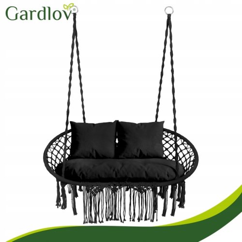 Gardlov 27380 Sada polštářů na dvojité závěsné houpací křeslo 3 ks, černá