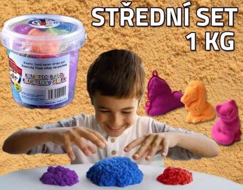 GFT Tekutý kinetický piesok strednej set 1000 g + formičky