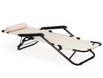 MultiGarden ZRL010 Záhradné ležadlo s opierkou hlavy, skladacie, 2 v 1, béžové