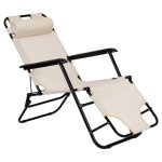 MultiGarden ZRL010 Záhradné ležadlo s opierkou hlavy, skladacie, 2 v 1, béžové