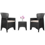 Bauerkraft H-058 Zahradní nábytek - 2 křesla s podsedáky, stolek, černý 