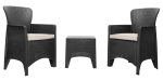 Bauerkraft H-058 Zahradní nábytek - 2 křesla s podsedáky, stolek, černý 
