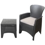 Bauerkraft H-058 Zahradní nábytek - 2 křesla s podsedáky, stolek, černý 