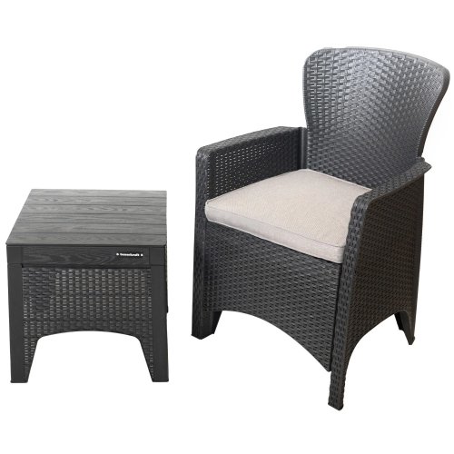 Bauerkraft H-058 Zahradní nábytek - 2 křesla s podsedáky, stolek, černý 