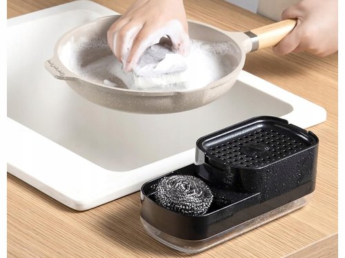 Verk 24599 Dávkovač mýdla s držákem na houbičku 400ml, černý