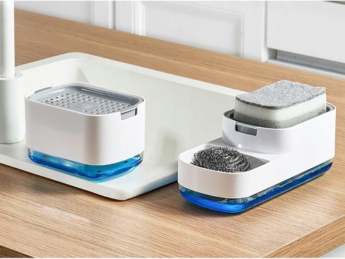 Verk 24599 Dávkovač mýdla s držákem na houbičku 400ml, černý