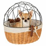 KIK KX3947 Proutěný koš na kolo s kovovou mřížkou - přepravka pro psa/kočku