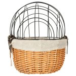 KIK KX3947 Proutěný koš na kolo s kovovou mřížkou - přepravka pro psa/kočku