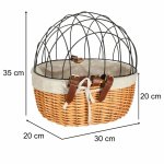 KIK KX3947 Proutěný koš na kolo s kovovou mřížkou - přepravka pro psa/kočku
