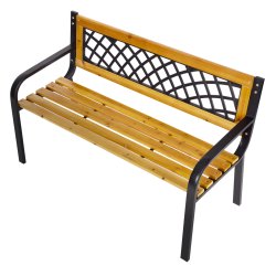 MultiGarden WYI-XG2090 Dřevěná zahradní lavice s prolamovaným opěradlem 118 x 52 cm