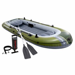 Intex 66334 Nafukovací člun pro 4 osoby s pumpou a pádly, Seahawk 4, zelený