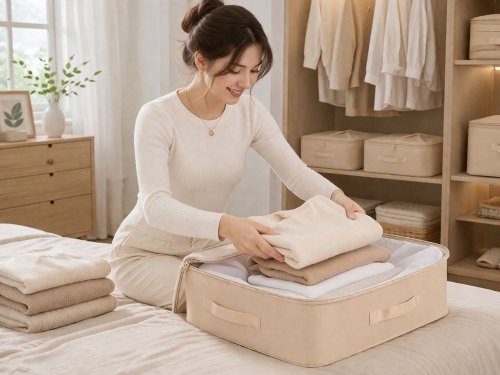 Verk 27724 Úložný vak na oblečení, 70 l, béžový