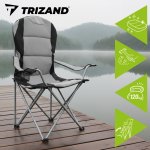 Trizand 27519 Čalúnené rybárske kreslo, nosnosť 120 kg, sivé